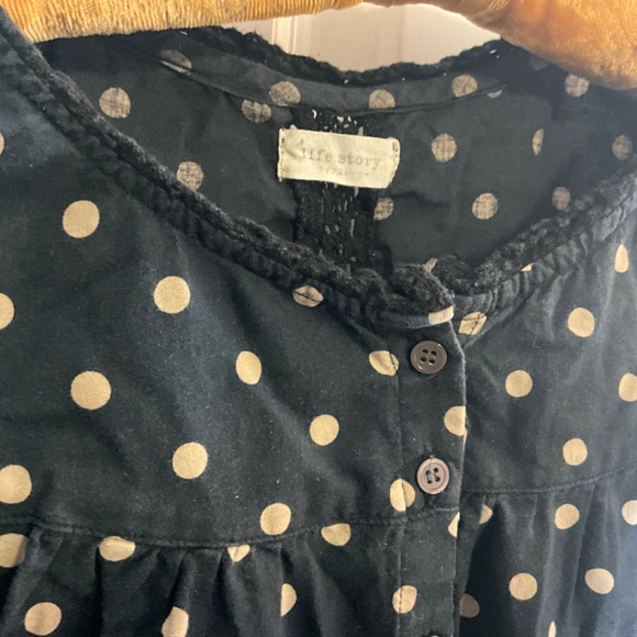 Dark navy Polk dots oversized button shirt M - Picture 2 of 9